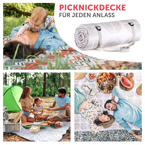 Blumtal Premium Picknickdecke wasserabweisend 200x200 cm Boho & TERRAZZO Design - waschbare Stranddecke sandfrei + weiche Zwischenfüllung - Outdoor Decke aus Oxford-Gewebe - Camping Decke bunt Boho
