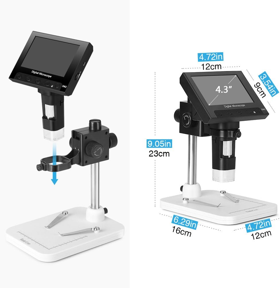 Crazy Clearance Koolertron 4.3 inch Full Color LCD Digital USB Microscope with 10X-600X Magnification Zoom,8 LED Adjustable Light,Rechargeable Lithium Battery,Micro-SD Storage,Camera Video Recorder
