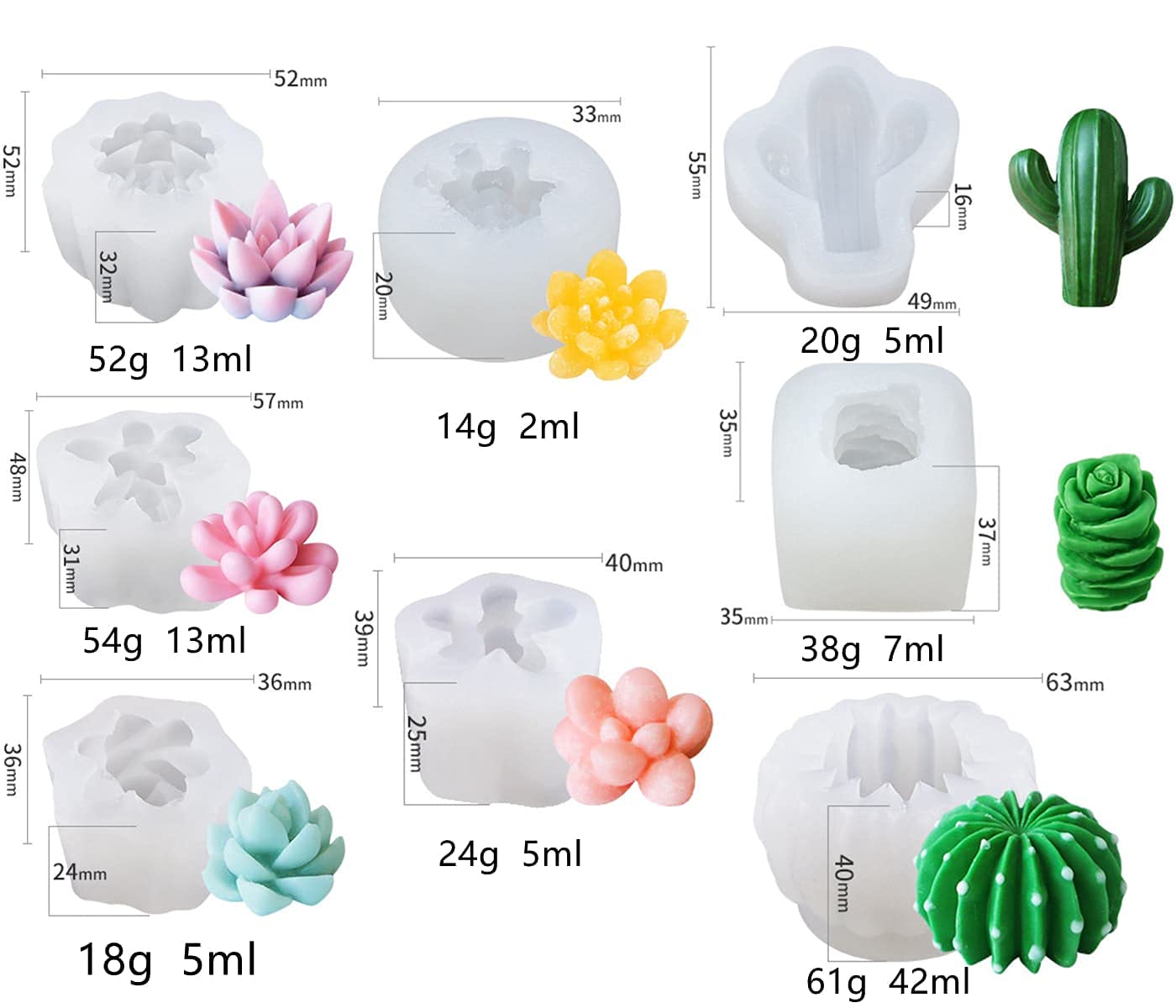 Stampi In Silicone 3D Piante Grasse: Set Da 1 Stampo Per Torte, Cioccolato E Fai Da Te - Forme Cactus E Foglie Per Decorazioni Creative