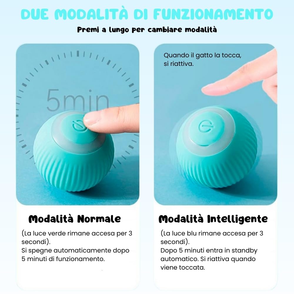 Yourbestfriendshop® Giochi Interattivi per Gatti | Power Ball 2.0 Gatto | Pallina Gatto Automatica | Gioco Gatti Interattivo | Pallina per Gatti che si Muove da Sola | Divertimento Assicurato (Blu)
