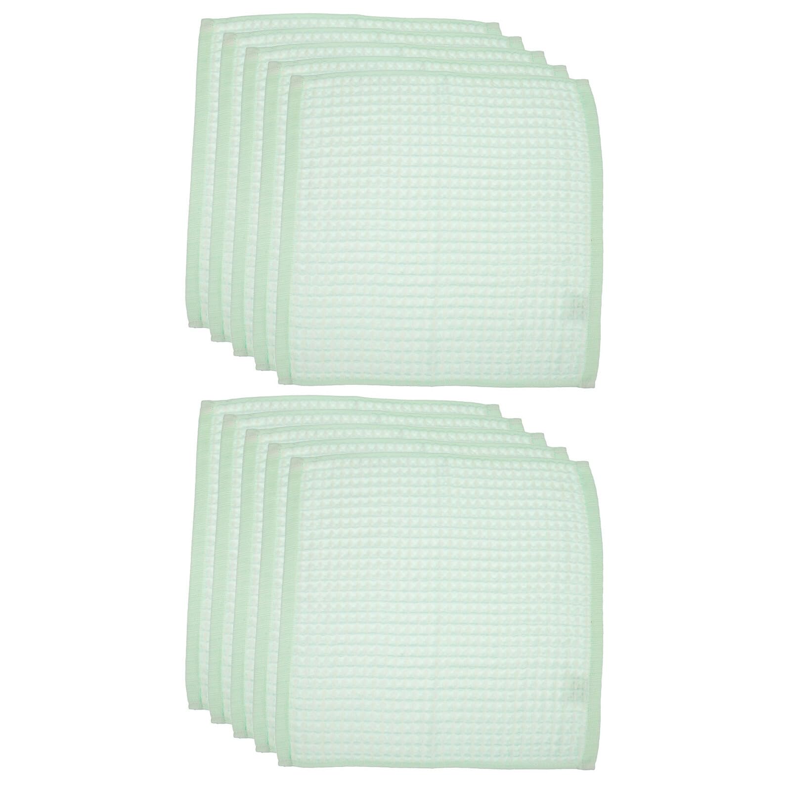 Gatuida Paños de Cocina de Algodón 100% Puro, Diseño Gofre Absorbente, Tamaño 35x35 Cm, Color Verde Claro, Pack de 10 Unidades para Limpiar Platos y Encimeras en Uso Diario y Cocina
