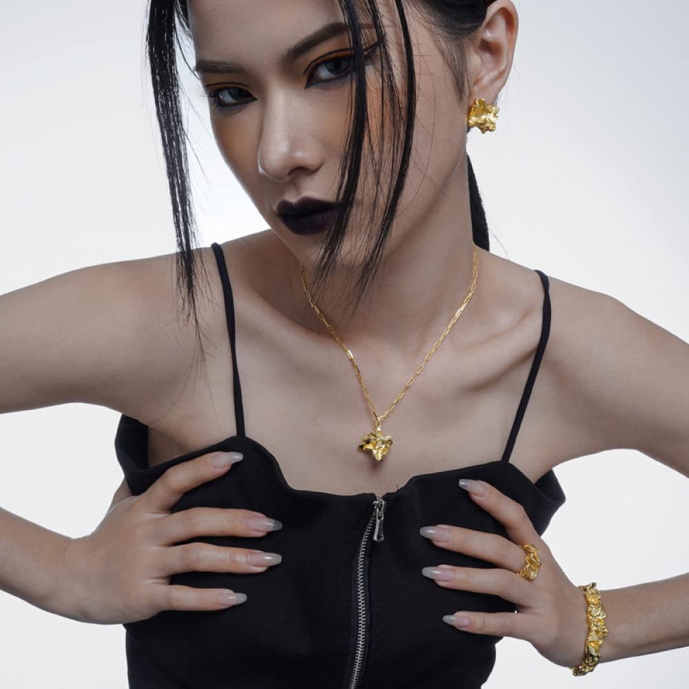 HGJH Anelli d'Argento,Anelli Regolabili per Le Donne Fold Texture Grosso Argento Sterling 925 Punk Anello Dito Indice Anelli di Eternità FEDI Nuziali Anelli di Promessa per Ragazze Signore