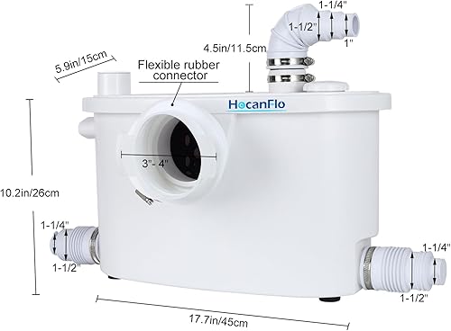 Miniatura 3 de Bomba maceradora de 500 W con cuchillas impulsoras, bomba de alcantarillado, 3 conexiones para baño, fregadero, sótano, eliminación de agua,