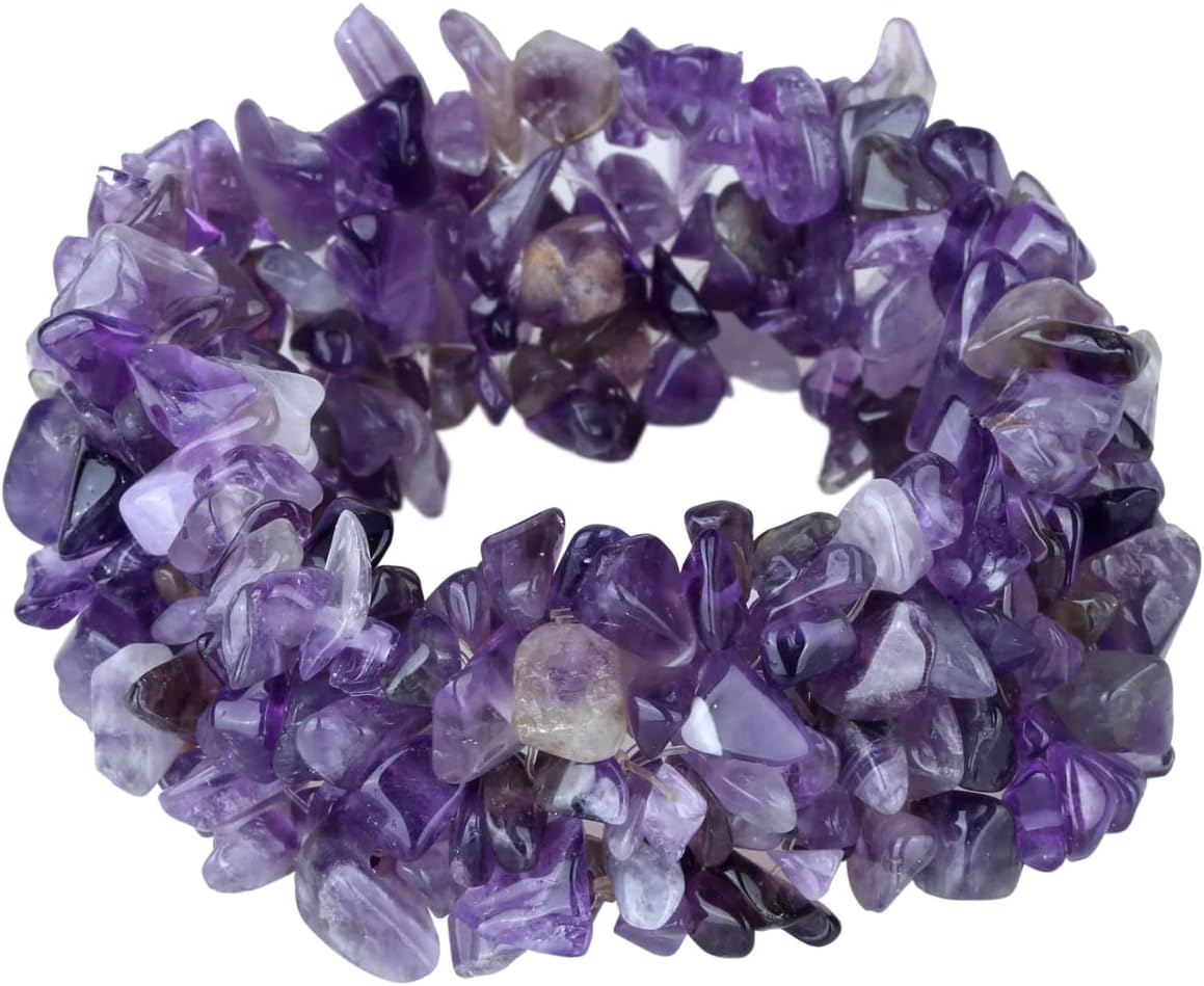 Gemstone Beaded Stretch Bracelet Fit Various Wrist Sizes, 5 Layers Birthstone Chakra Bracelet for Women Teen Girls