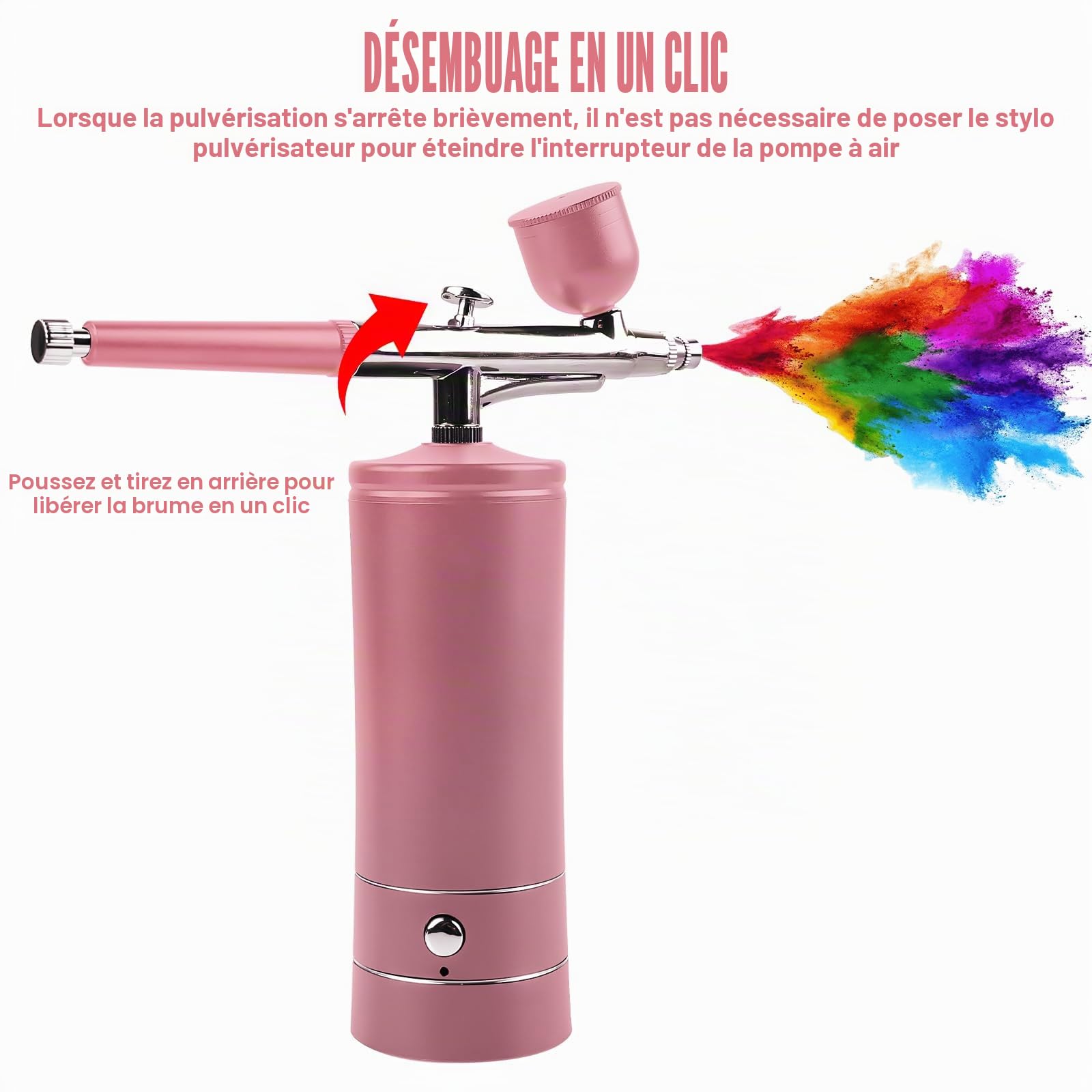 Kit d'aérographe portable, pistolet pulvérisateur à main rechargeable avec brosse, mini brosse à air avec compresseur pour nail art, décoration de gâteaux, maquillage, modelage de tatouage