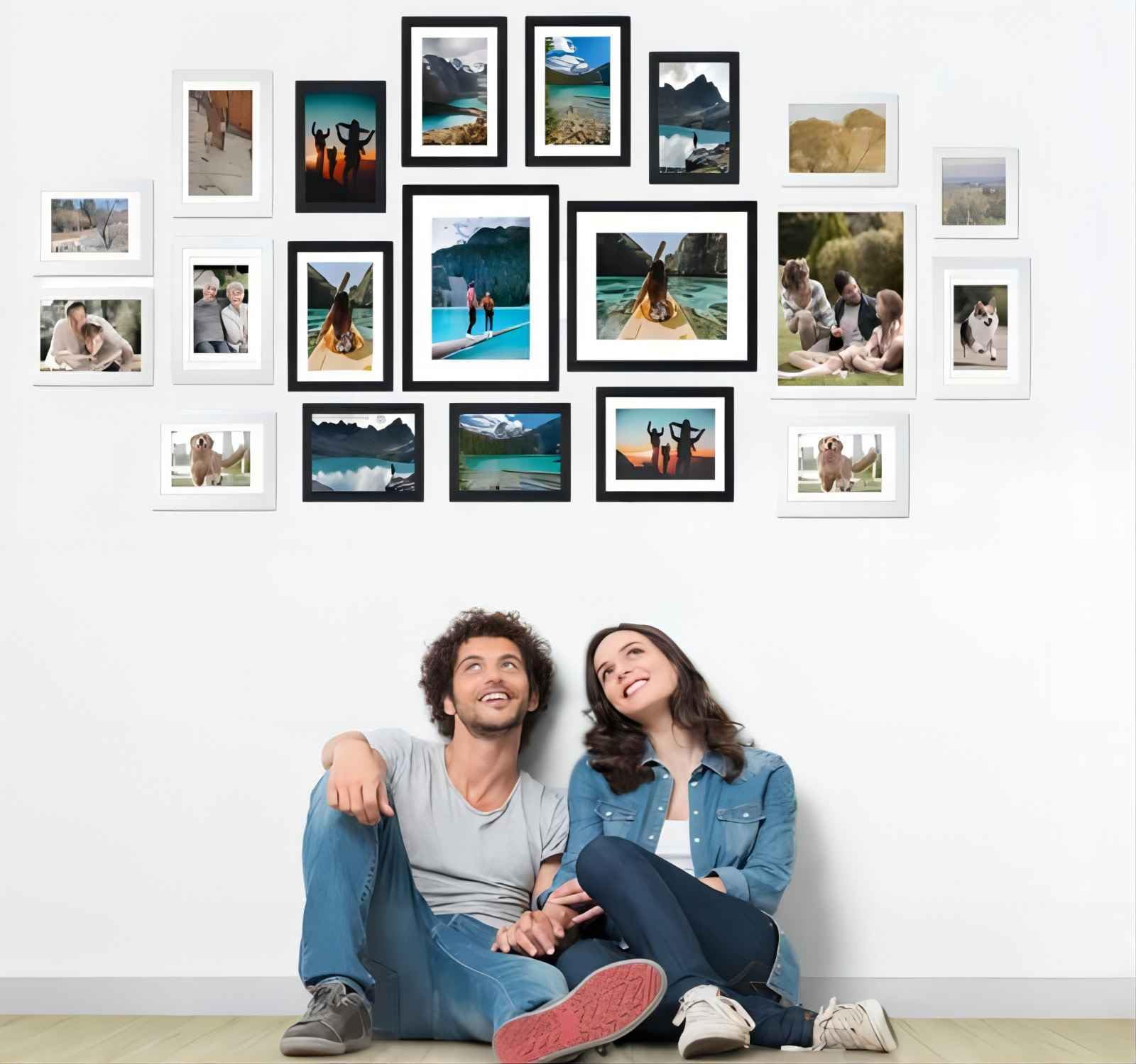 FoldTier 20 marcos de fotos de varios tamaños, decoración de pared, 2 piezas de 8 x 10, 8 piezas de 5 x 7, 10 marcos de fotos familiares de 4 x 6 pulgadas, juego de marcos de pared para montaje en