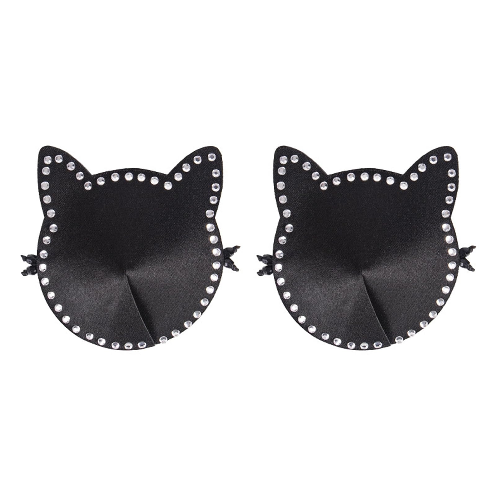 Uitndvyte Women's White Cats Ears Nipple Pasties Covers Sparkling Rhinestones Reusable Halloween Christmas Breast Stickers Bras Petals For