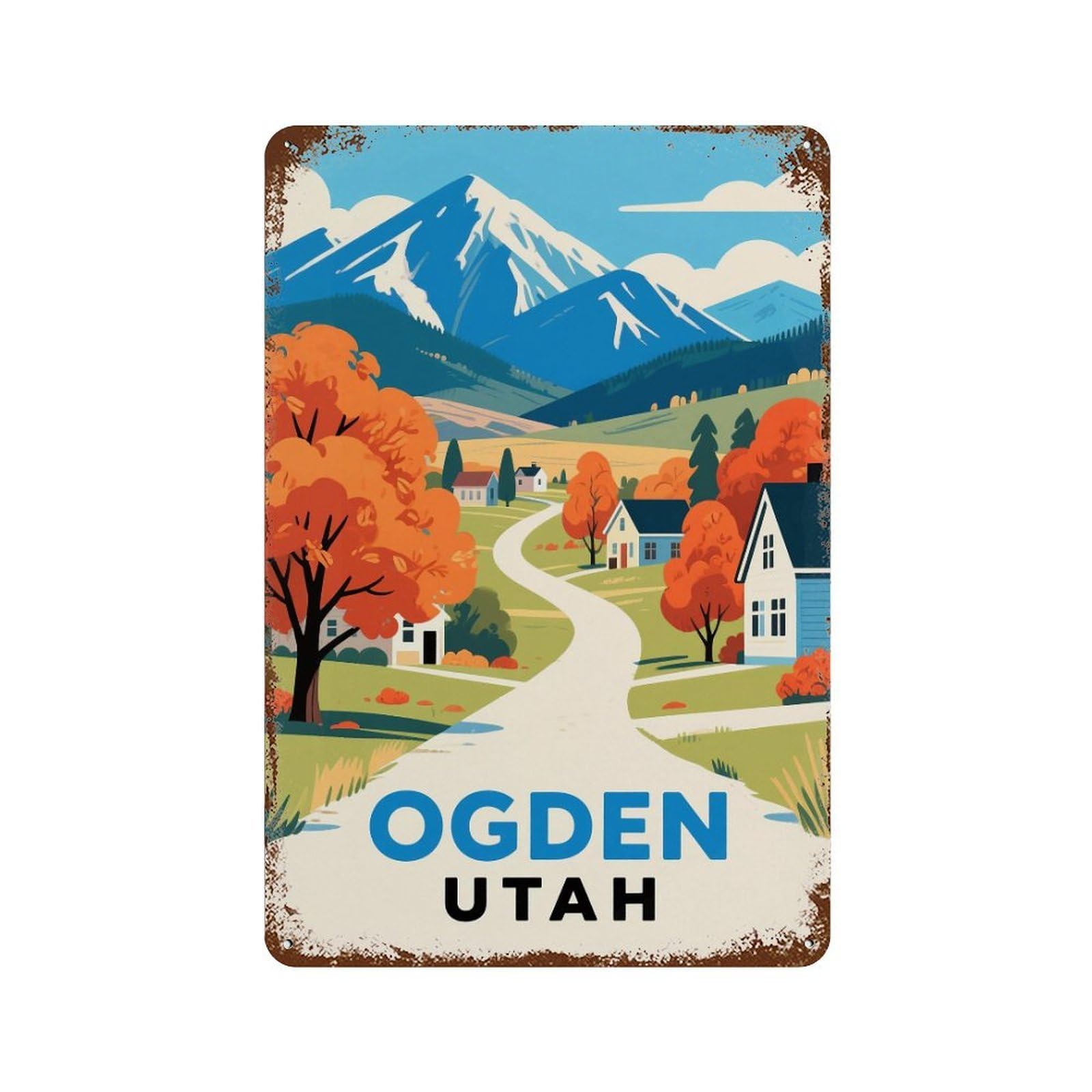 Ppnvmkx Style Ogden Utah Retro Design Tin Painting Vintage Tin Sign 08X12inch(20X30cm) Wall Art For Home Office Bedroom Living Room Cafes Wall Decor