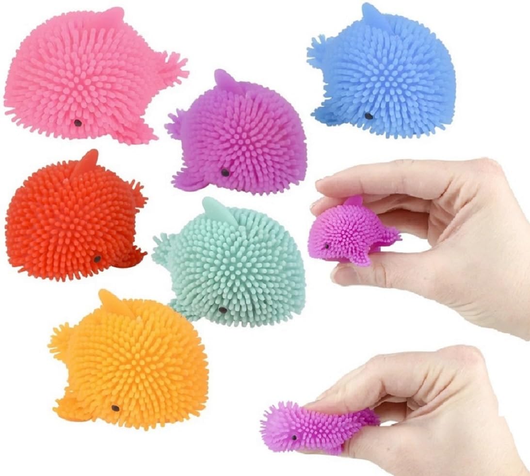 Zugar Land Mini Puffer Balls (Pack of 24) (1.75") Chicken Stress Relief Fun Soft Toys for Party Favors. Great for Soothing ADHD, Stress, Autism More. (Dolphins)