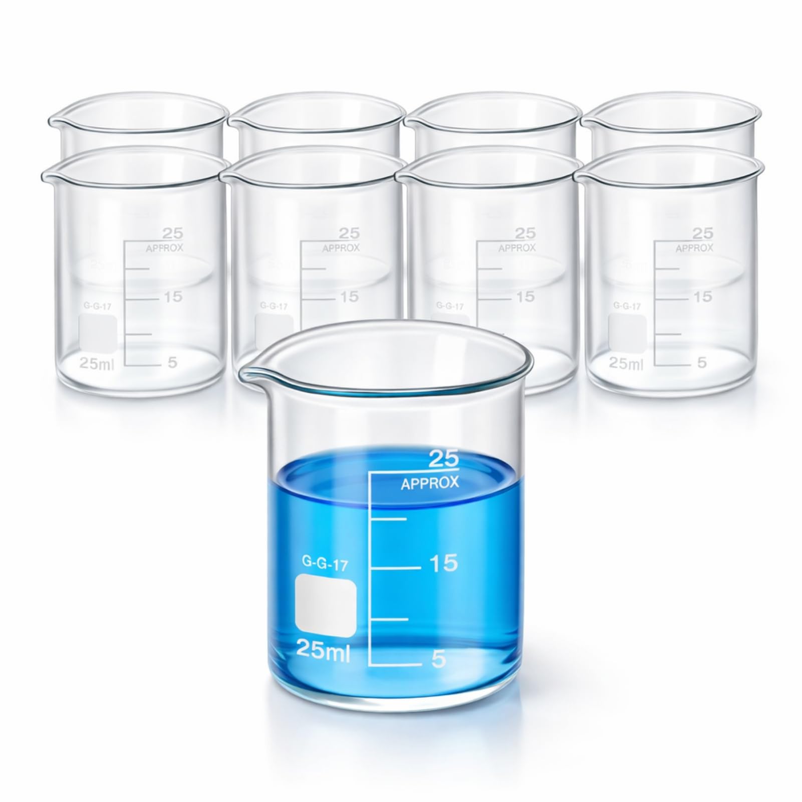 10 Stück Becherglas 25 ml Glas Messbecher 25ml Abgestufter Messbecher Borosilikatglas Becher für Wissenschaftliche Experimente in der Schule Labor