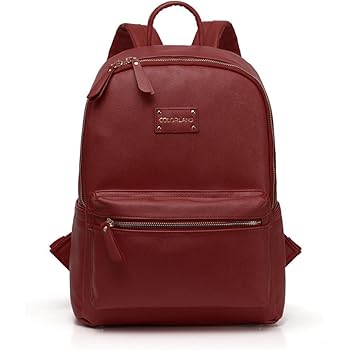 red faux leather backpack