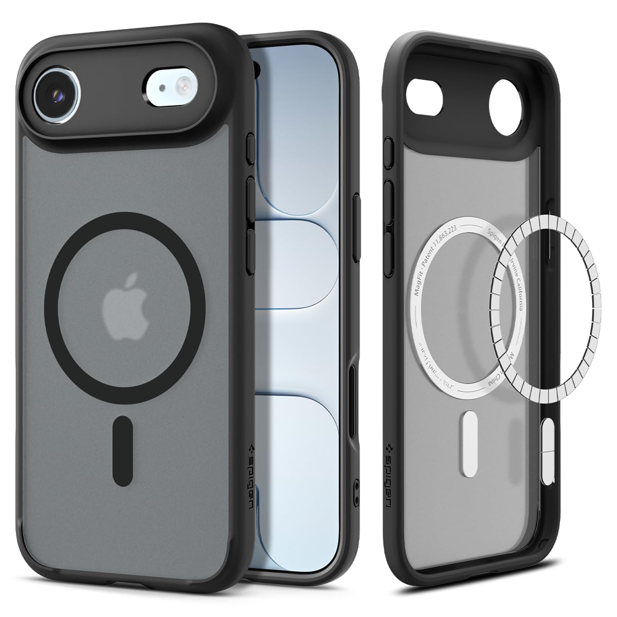 Spigen 【創業18年の技術力】 iPhone Air ケース MagSafe対応 半透明 指紋防止 ストラップホール 米軍MIL規格 ウルトラ・ハイブリッド・マグフィット (フロスト・ブラック) ACS10054