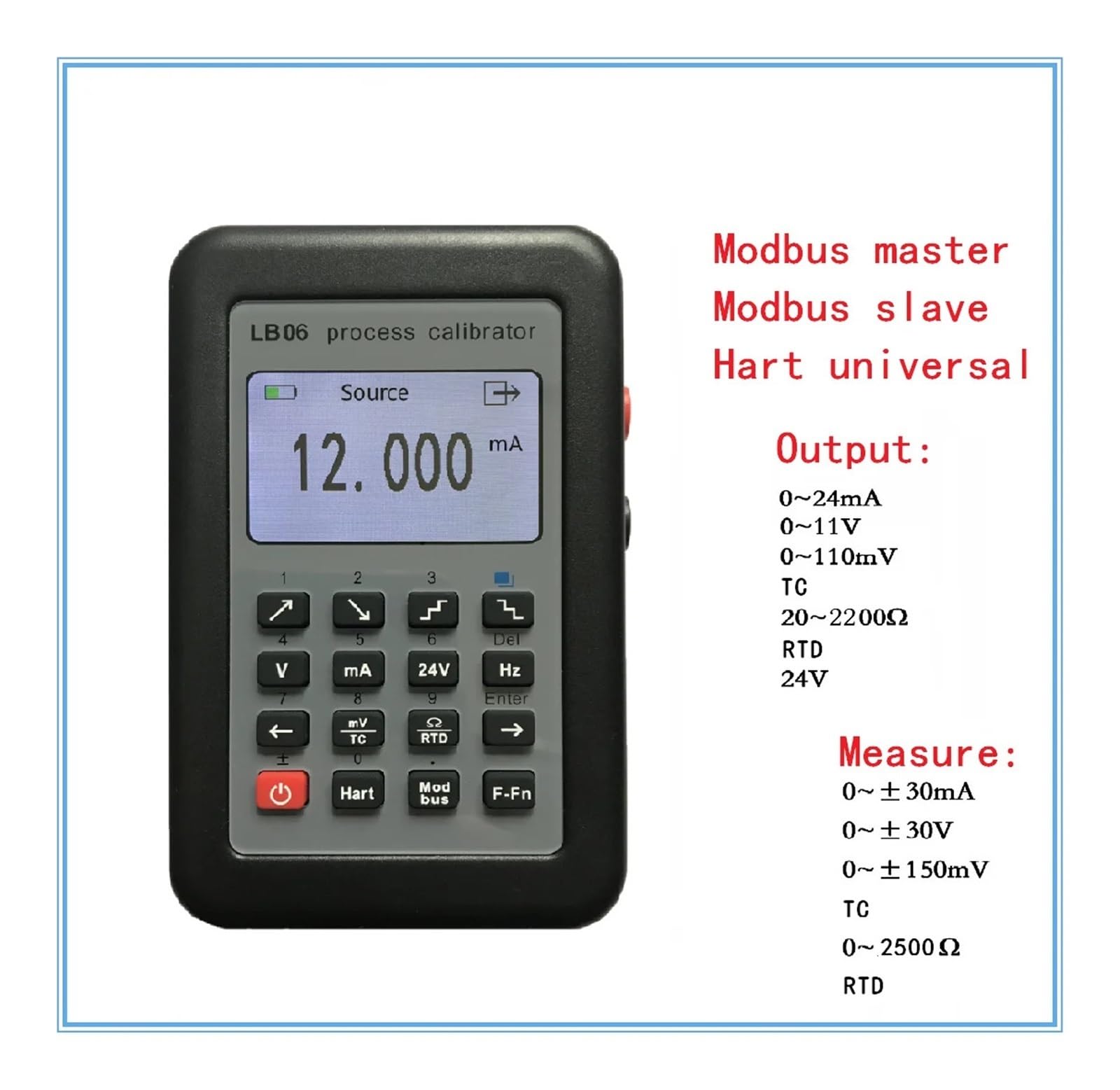 Generador de corriente del calibrador de procesos 4~20mA/0~10V