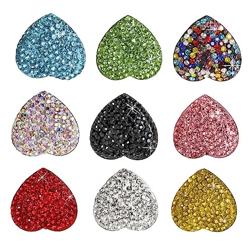 Mipcase 9 Piezas Imanes para Frigorífico Forma de Corazón con Cristales de Decoración y Notas para Hogar Resistentes y Reutilizables
