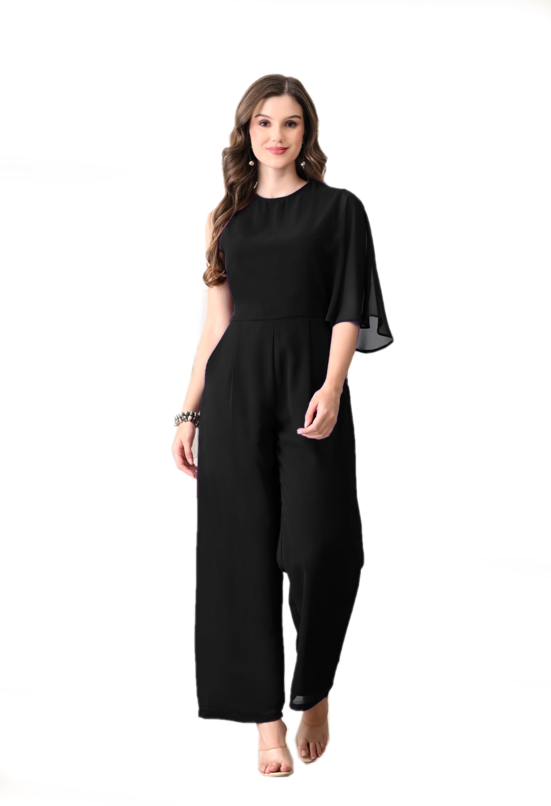 v&m Round Neck, Sleeveless Jumpsuit with 2 Pockets, Basic Style-picture-11