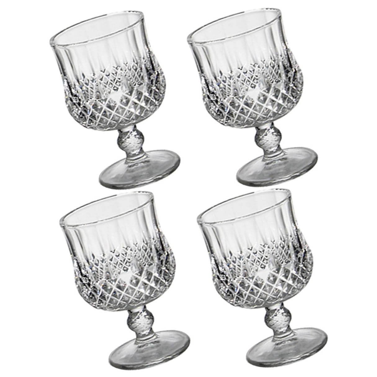 VANZACK 4 Stück Weißweingläser aus Glas Mattierte Kelche Gravierte Partygläser für Cocktails und Wein Vielseitige Trinkgläser mit Geschliffenen Kanten