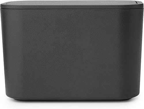 Brabantia MindSet - Cubo de basura pequeño para baño (gris oscuro) Contenedor higiénico con tapa abatible para desechar cosméticos usados,