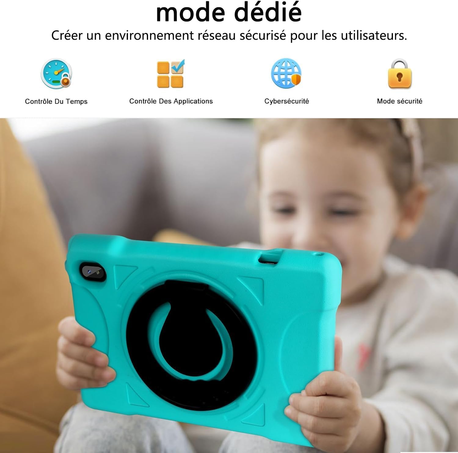 fezawio - Tablet para niños de 10 Pulgadas, Android 13, 12 GB (6 + 6) RAM 128 GB ROM Extensible a 512 GB | Control Parental | Educación de los niños | Cámara Dual | 5G WiFi | Eva Cover - Verde — view 6
