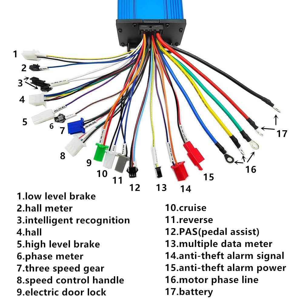Centralina Monopattino Elettrico Regolatore Brushless 48V 60V 72V 1500W 2000W 3000W 40A 45A 60A for Bici elettrica/Triciclo/Monopattino Elettrico/Motocicletta/Motore BLDC(36V-84V 45A-60A)