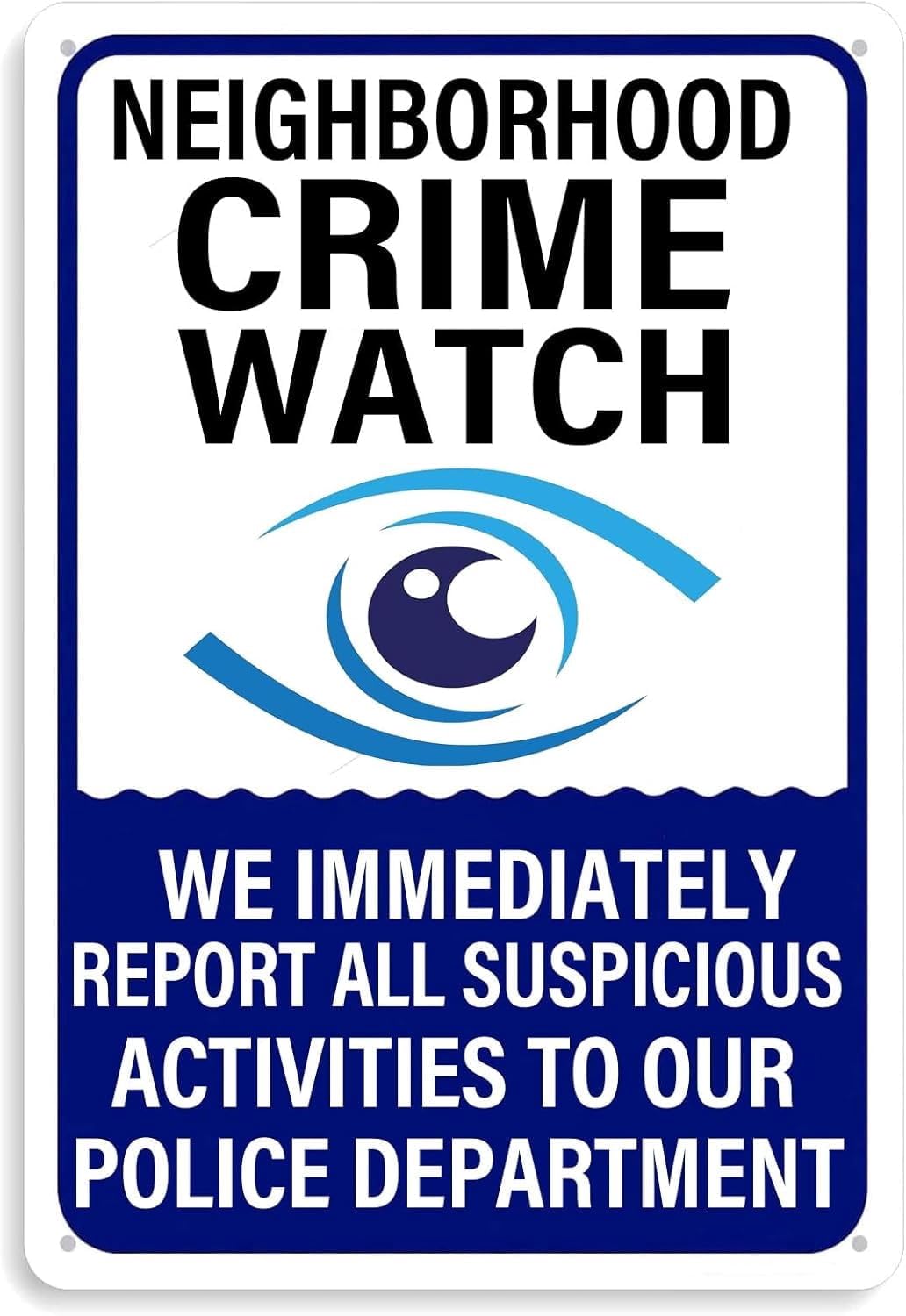 (2-Pack) Warning Metal Tin Sign Plaque Poster Signs,Neighborhood Crime Watch We Immediately Report All Suspicious Retro Wall Decor Sign for Home Kitchen Bar Room Garage Decor 8x12 Inch