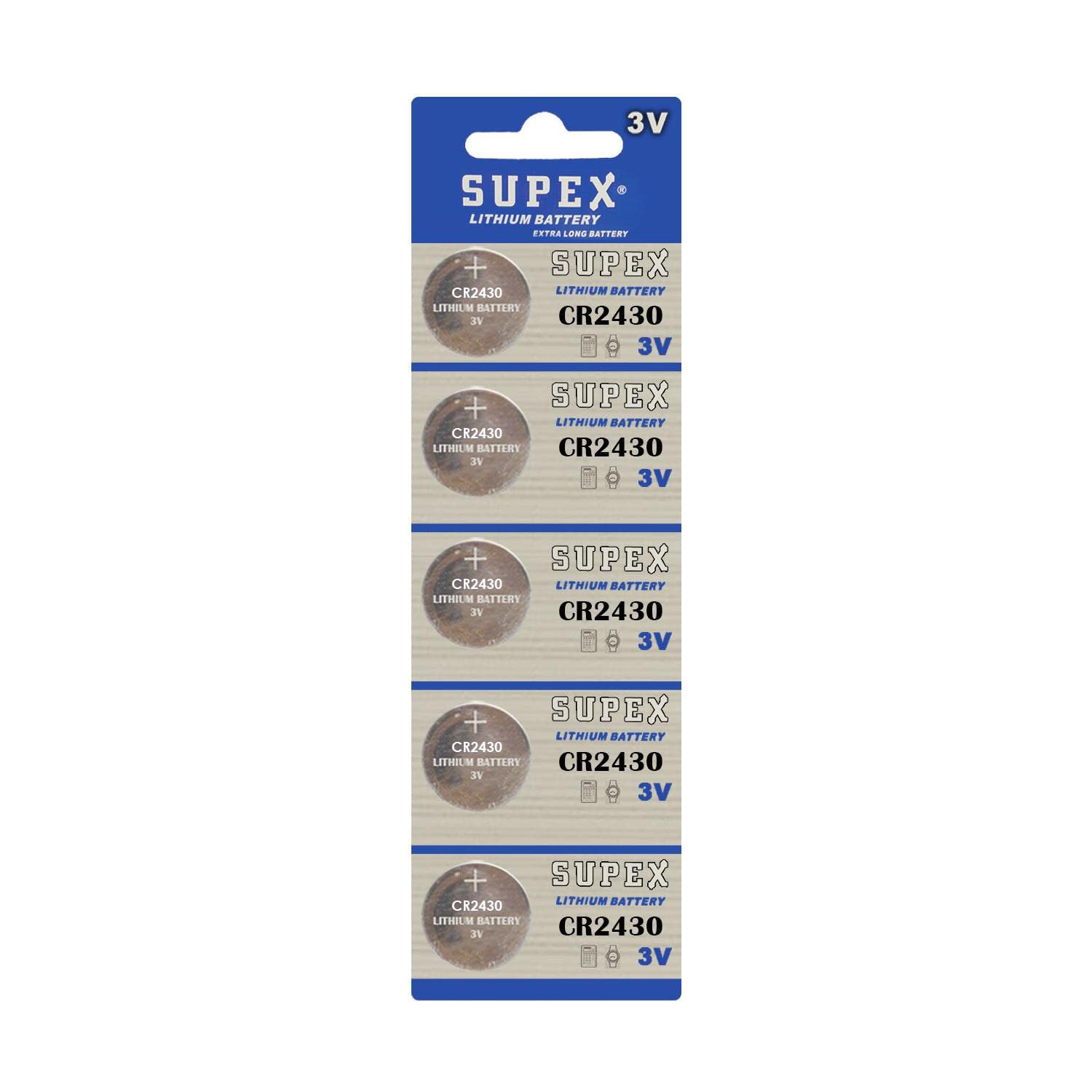 SUPEX Batería de botón de litio 2430 3V 5 tarjetas