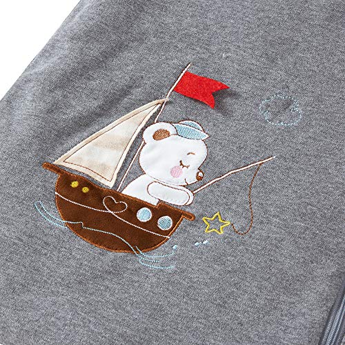 Slaapzakken baby winter met afneembare mouwen kinderen het hele jaar door slaapzakken 2,5TOG zeilboot (3/6 jaar oud, blauwe zeilboot beer) - Afbeelding 4
