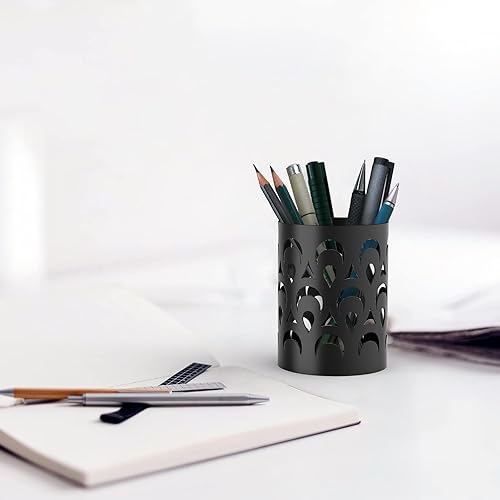 Miniatura 9 de Mango Steam Soporte de metal para bolígrafo, organizador de vasos de brochas de maquillaje para oficina, baño, tocador (mantén la calma, rojo)