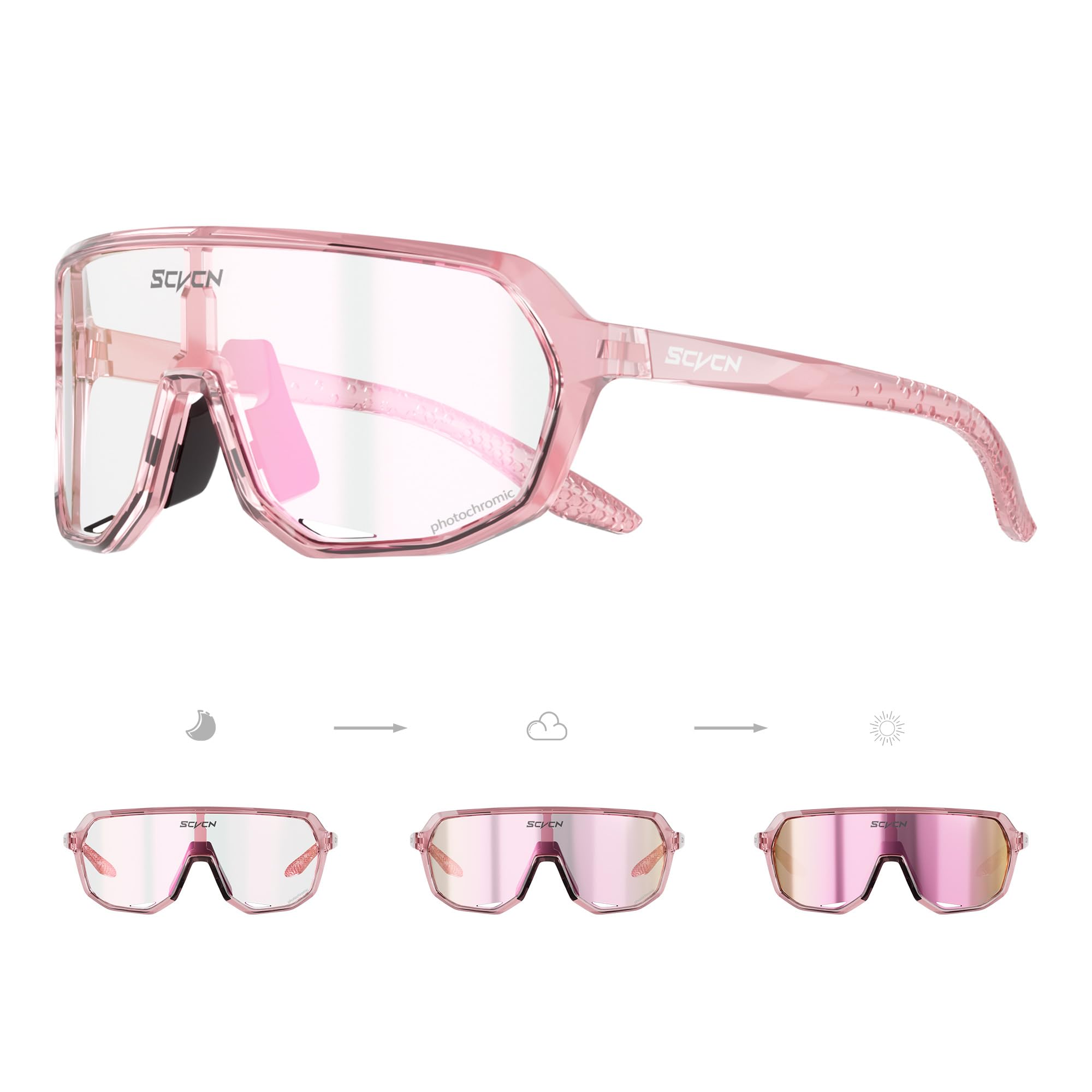 SCVCN Photochromic Cycling Glasses Men Women Clear Sports Sunglasses UV400 Protection for Cycling mtb mountain bike S63
