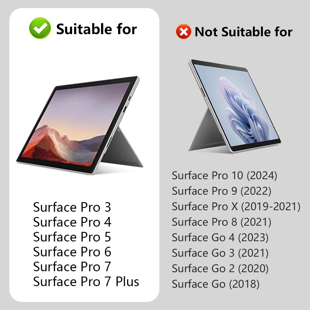 Detachable Magnetic Keyboard Type Cover Replacement for Microsoft Surface Pro 7+/Pro 7/Pro 6/Pro 5/Pro 4/Pro 3 Bluetooth 5.3 Wireless Keyboard with Trackpad (Without Backlit)