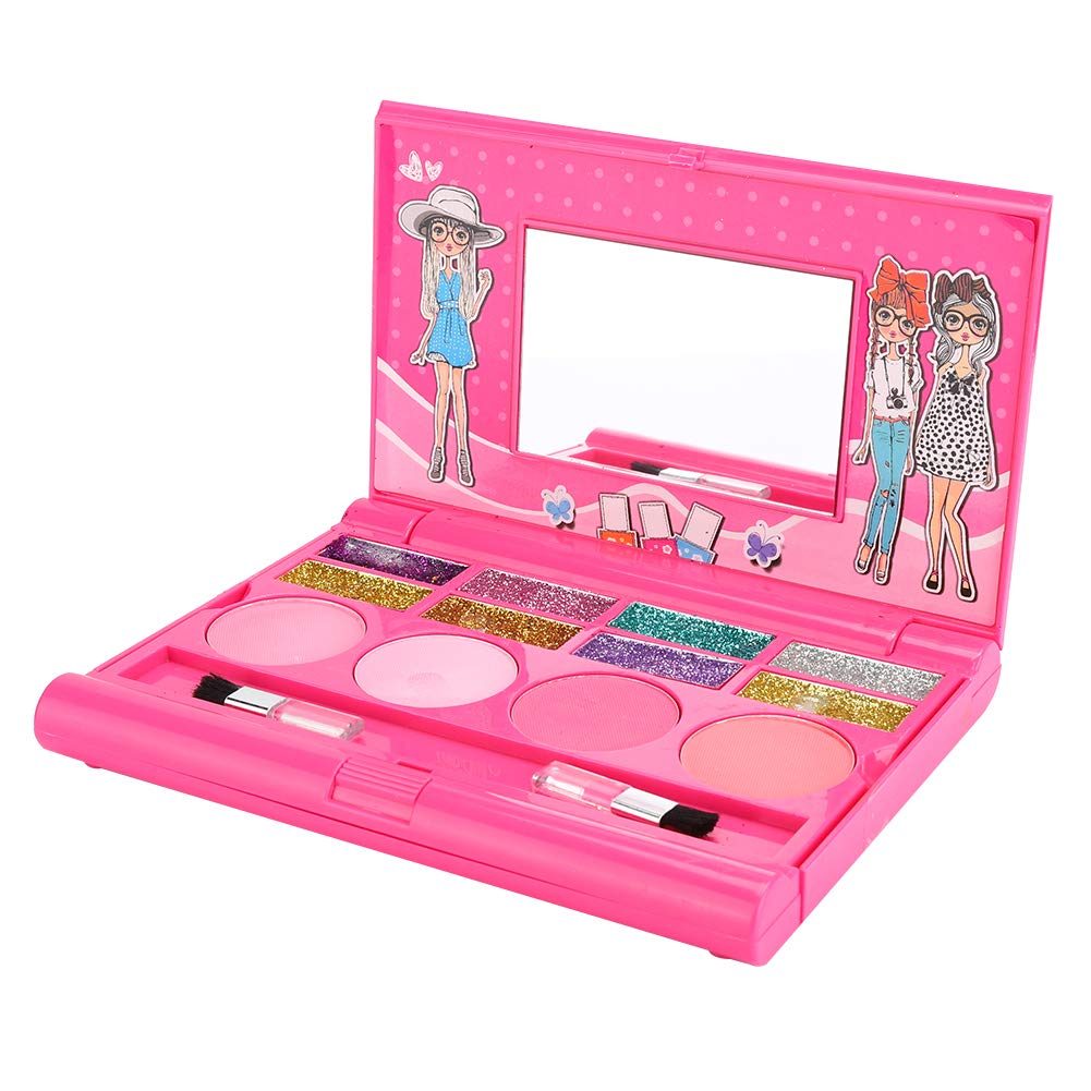 Kit de Maquillage boîte de Jeu de cosmétiques Portable avec Brillant à lèvres, Fard à paupières, pinceaux de Fard à Joues Non lavables pour Faire Semblant de Jouer, Cadeau