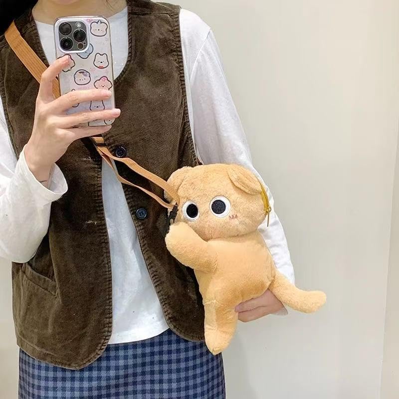 Adorable Cat Plush Shoulder Bag - Kawaii Animal Shape Crossbody Bag, Novelty Purse Wallet Messenger Bag for Girls (Yellow) - Image 5