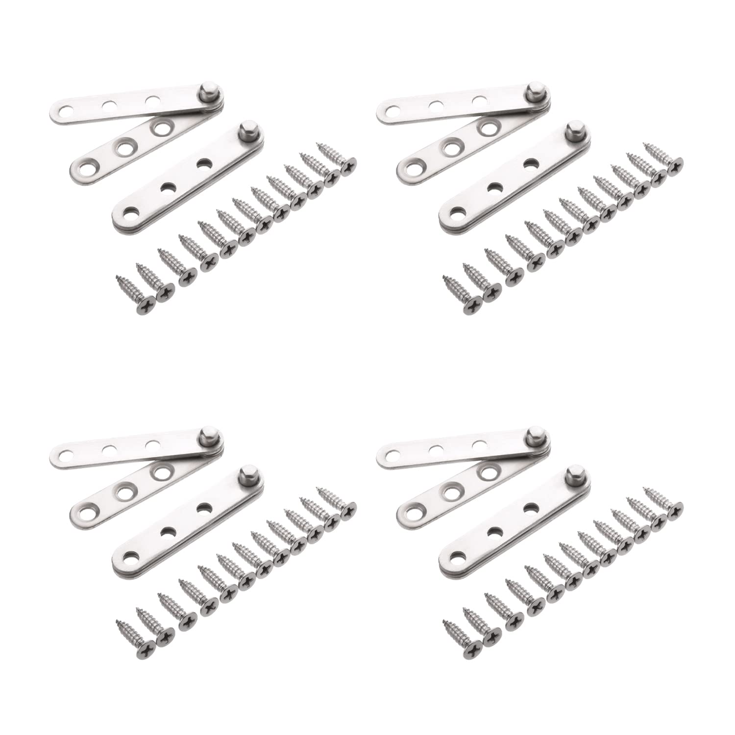 MroMax Door Pivot Hinge, 360 Degree Rotation Hidden Door Pivot Hinges, 60 x 11mm Silver Stainless Steel Hinge for Wooden Door and Cabinet Door, 8Pcs