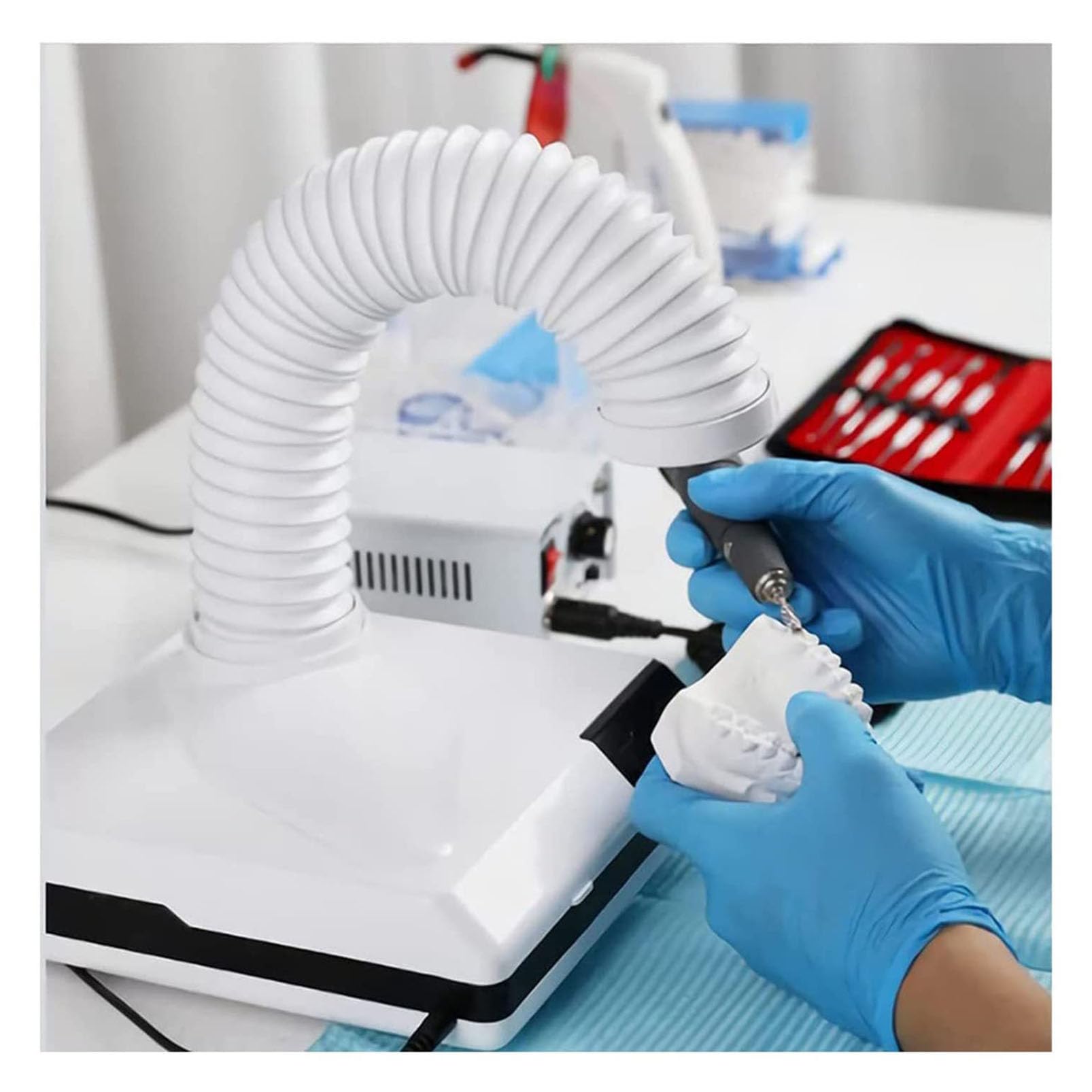 Collecteur de Poussière d'ongles de Laboratoire Dentaire, Aspirateur Dentaire de Table, Aspirateur Portable Puissant à LED, Collecteur de Poussière de Bureau pour Laboratoire Dentaire