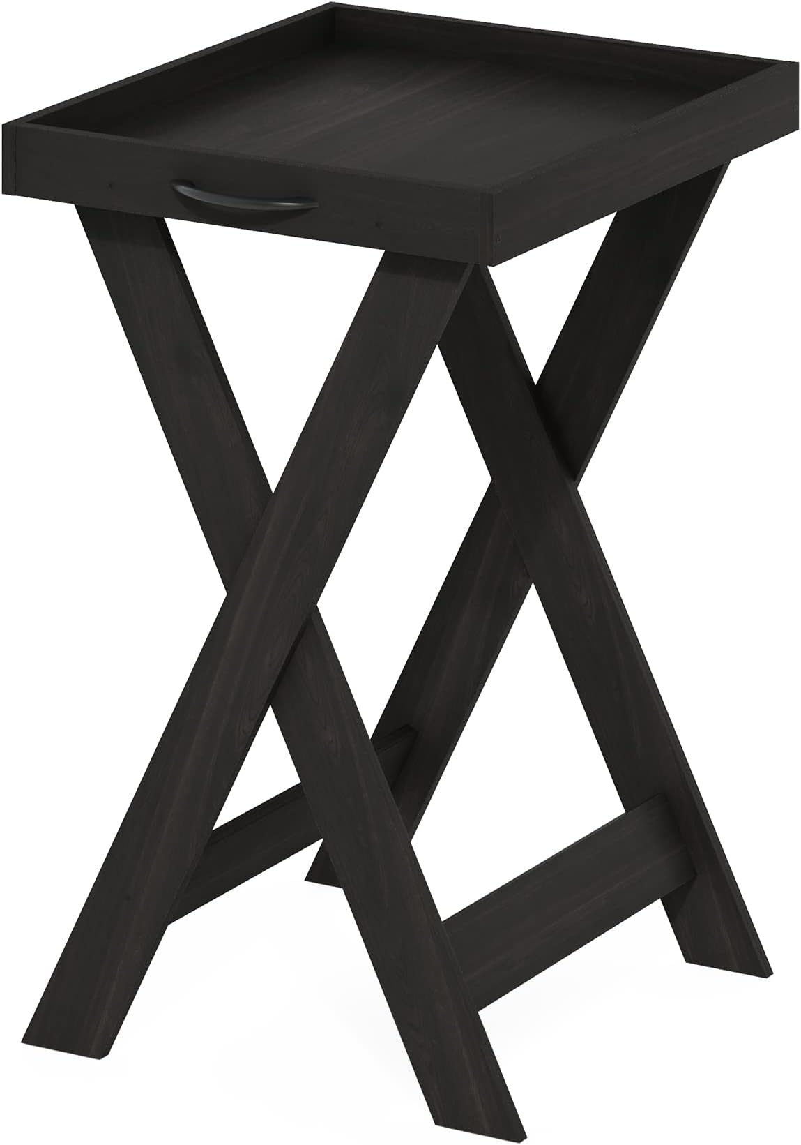 Furinno CLASSIC Side Table, Tray Top End Table with X-Legs, Criss-Crossed Night Stand, Bedside Table, Tray Table, for Living Room, Bedroom, Espresso
