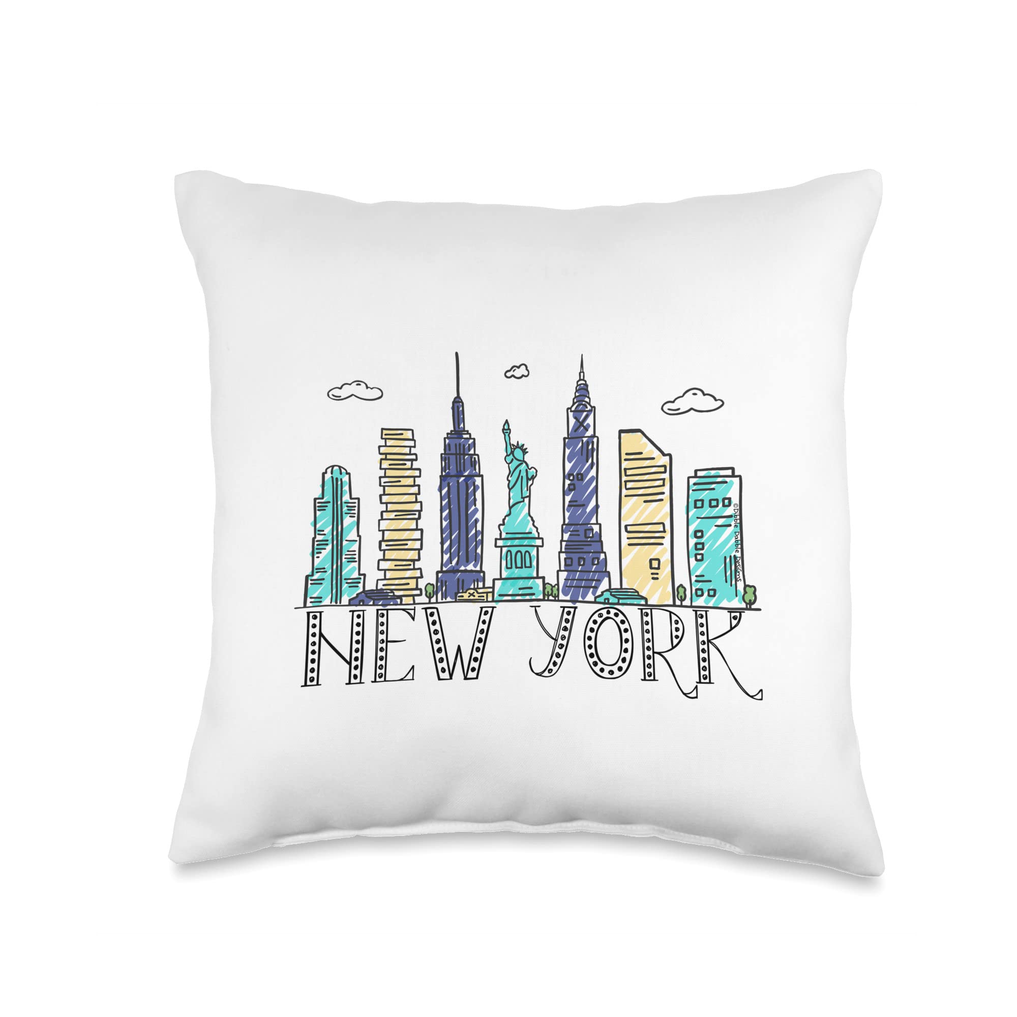 Pretty City Artistic Skyline-New York Throw Pillow, 16x16, Multicolor