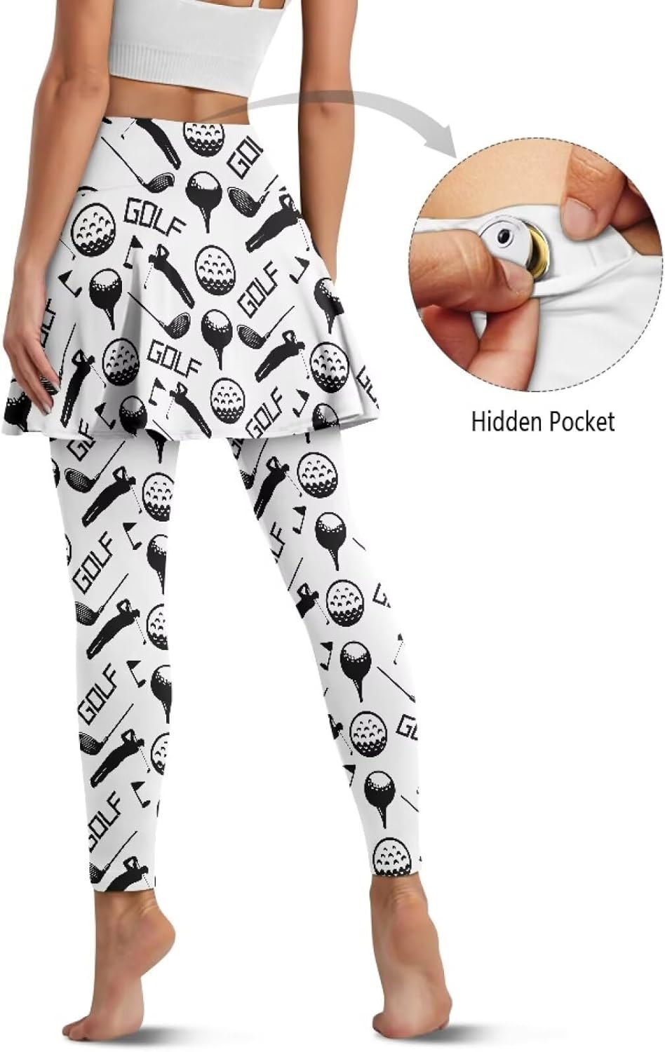 Women's Yoga Tennis Leggings with Skirt Comfortable Elastic Gym Running Skirted Leggings Stylish Athletic Skorts