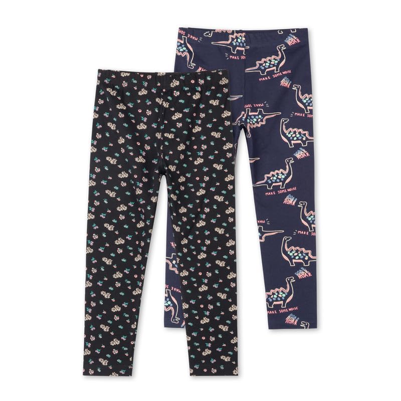 Image of Real Basics Girls Cotton Printed Non-Transparent Regular Fit Ankle Length Leggings (Set of 2)