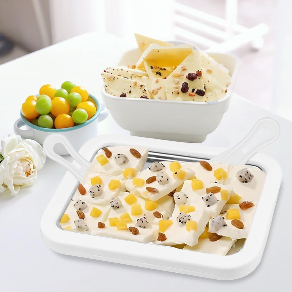 Gelato istantaneo, Rolled Ice Cream Maker con 2 Spatole, Piastra Fredda Per Gelato Ice Cream Rolls machine, Per la Preparazione di Yogurt Congelato, Gelato, Frutta, Frullati