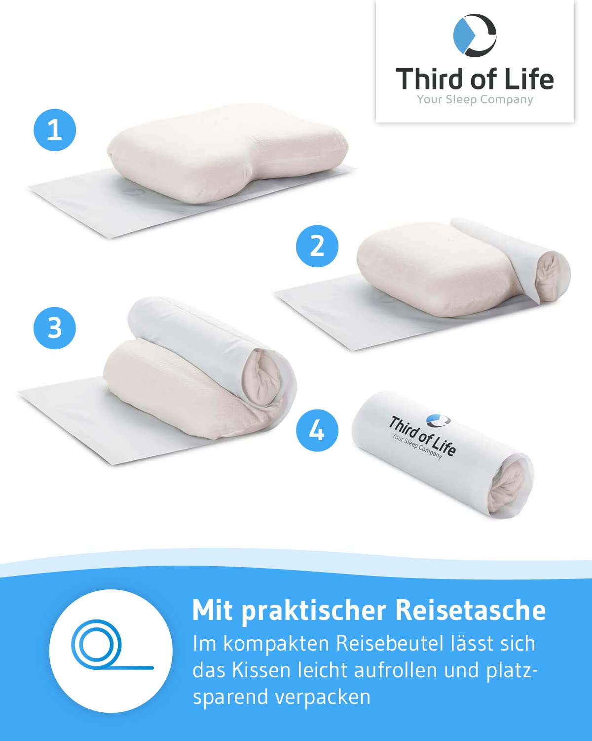Third of Life Almohada maBELLA con Cuidado de la Piel y Aromaterapia | Almohada Cervical Ergonómica | con Ylang-Ylang y Tecnología Patentada Skin+ | Ideal para Dormir en Cualquier Posición