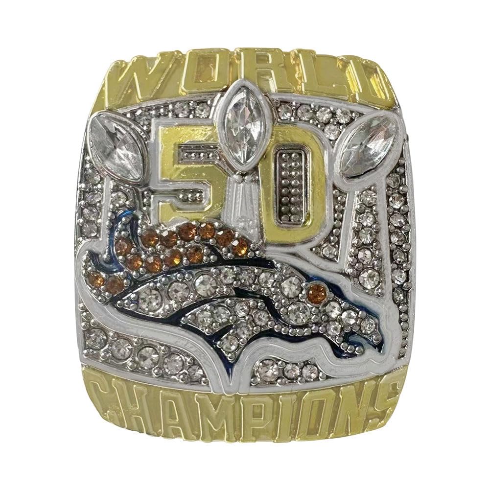 Bague De Championnat des Broncos 2015 - Bijou avec Gravure en Relief 3D À Collectionner pour Les Fans La Famille Et Les Amis Cadeau Commémoratif Idéal pour La Ligue De Football