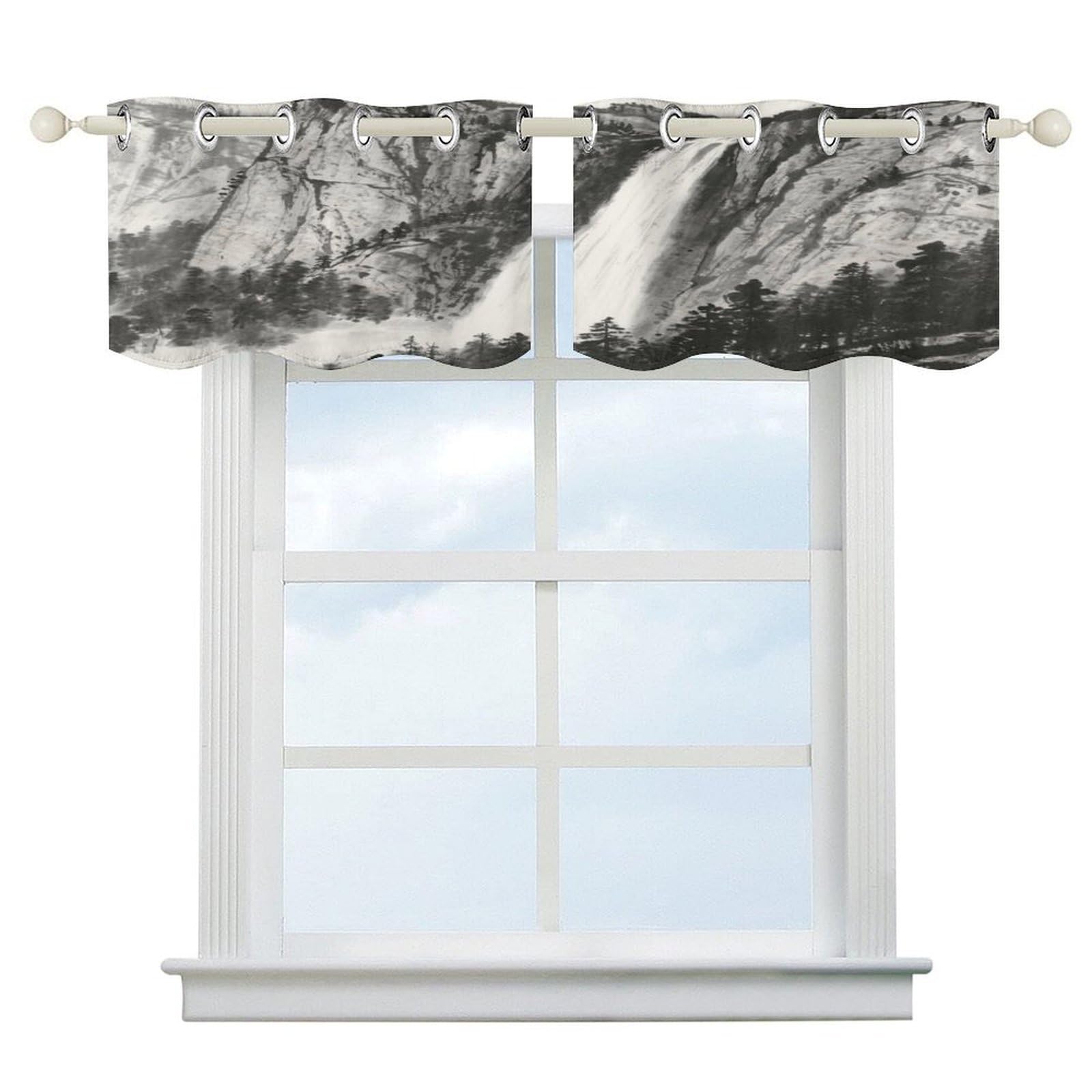 Fekiloot Style Granite Cliffs And Waterfalls Short Curtains Valance Curtain