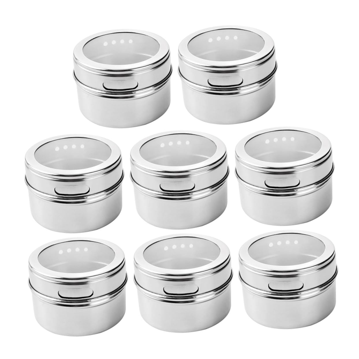 8 Magnetdosen aus Edelstahl mit Doppeltem Siebdesign und Aufklebern Magnetische Gewürzbehälter für Küche zur Hängenden Aufbewahrung
