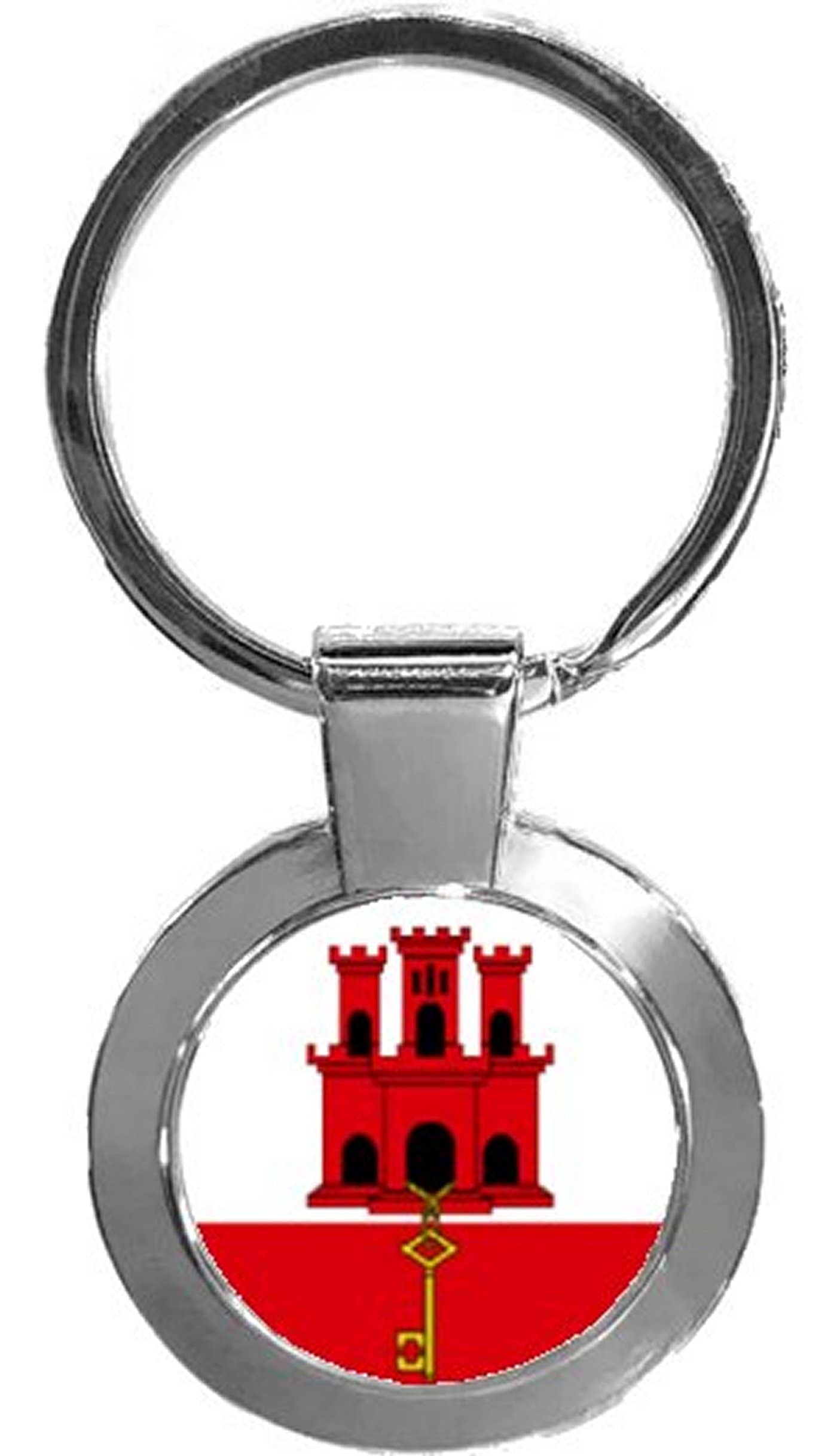 PJ4U Gibraltar Luxury Round Shaped Metal Keyring In A Gift Box