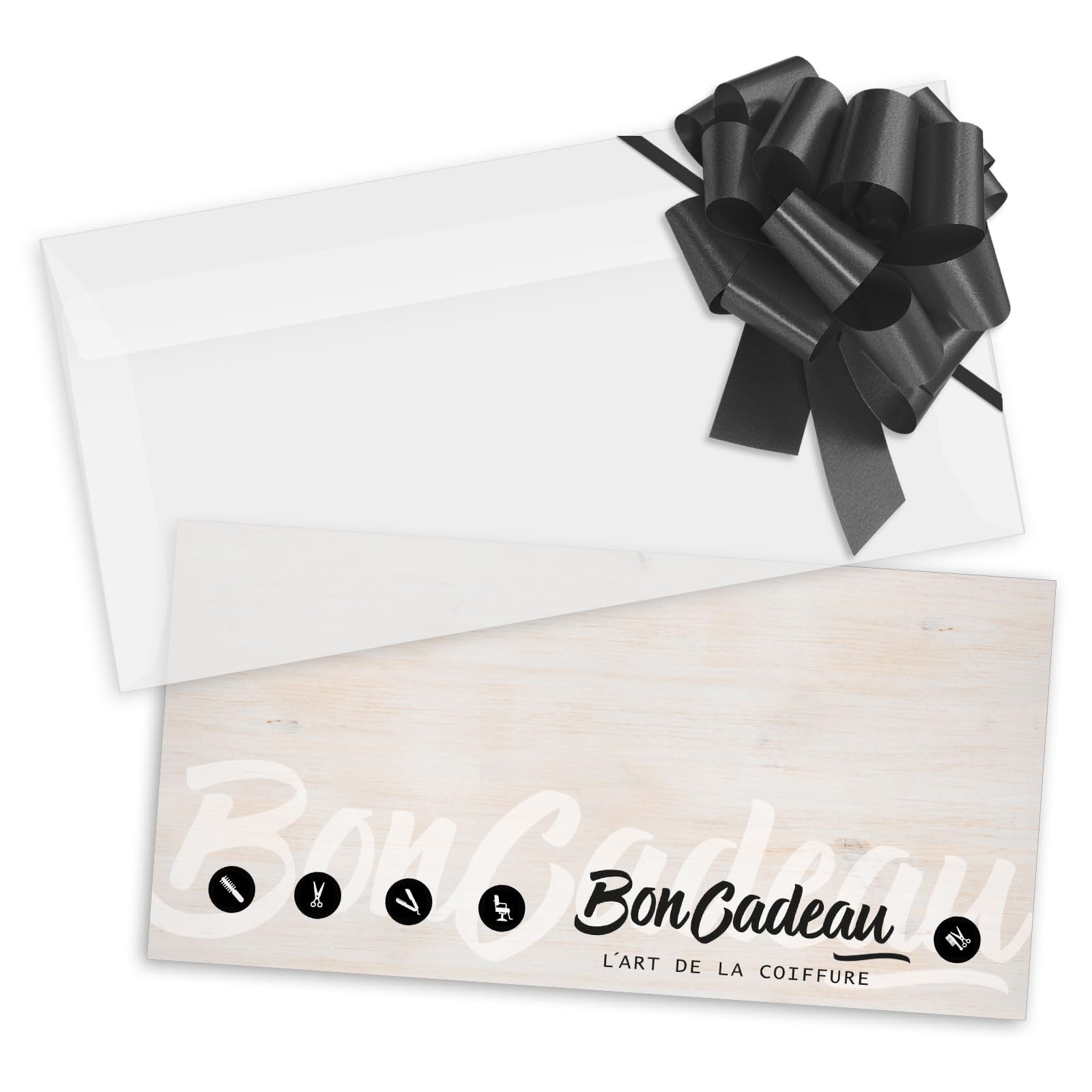 POS BON. 100 formulaires pour créer vos propres bons cadeaux + enveloppe + nœuds ruban, pour des salons de coiffure. K9206F2-100-V2