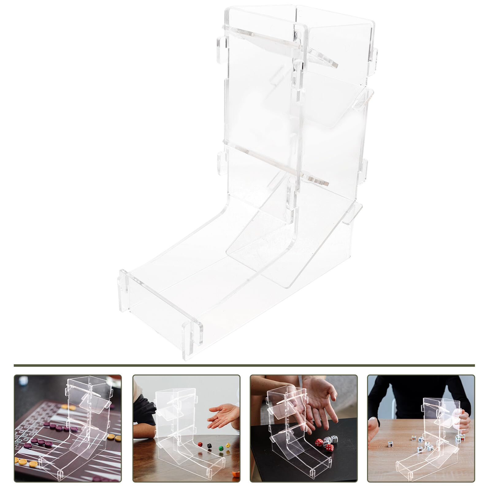 Tour à Dés Transparente Accessoire de Jeu de Rôle en Acrylique sur Plateau
