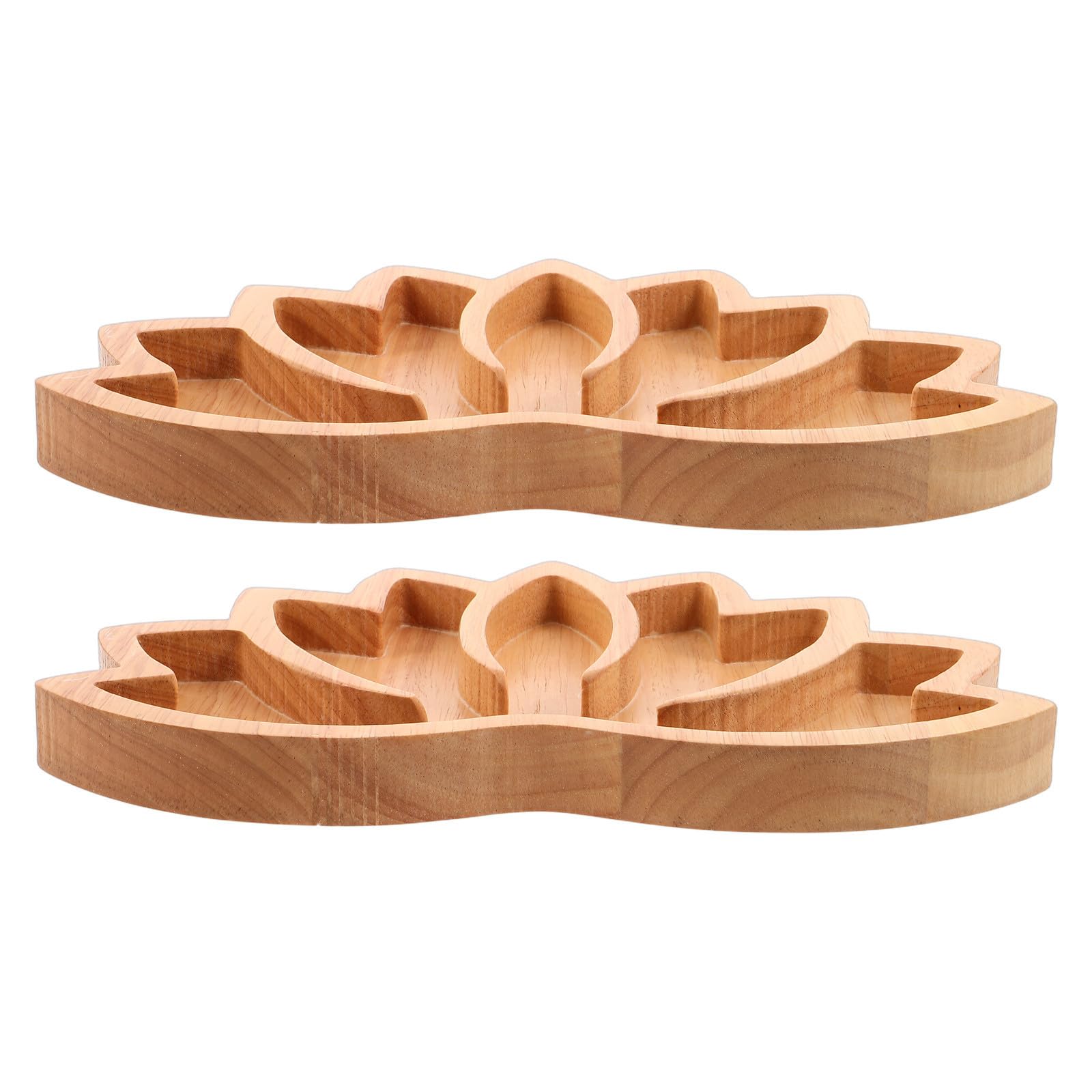 Vassoio espositivo in legno per cristalli e pietre, 2 pezzi, marrone, forma di fiore di loto, bordo rialzato, per ingresso e mensole