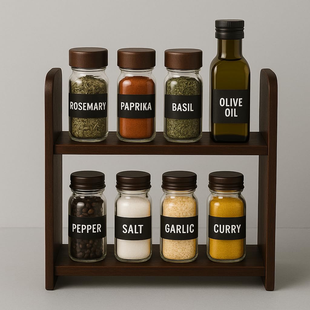 FireBees 2-Tier Kitchen Rack Organizer | Engineered Wood Tabletop Shelf for Spice, Jars & Masala | Countertop Storage Stand for Slab, Corner & Pantry | Multipurpose Small Kitchen Rack-image-16