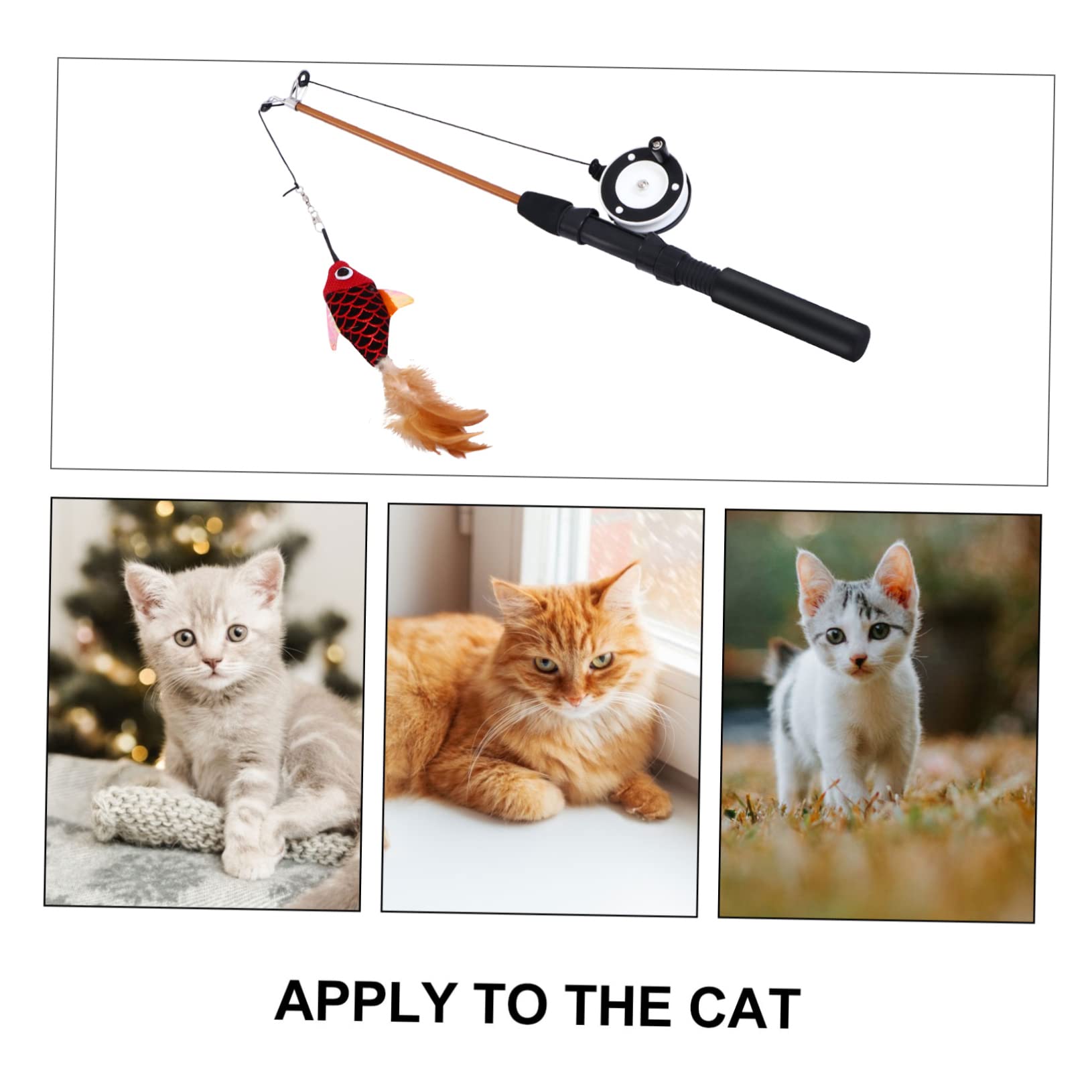 Beaupretty 3pièces Canne à Taquiner Chat Interactive avec Poisson Simulé Élastique Extensible pour Chats Amusants Et Actifs