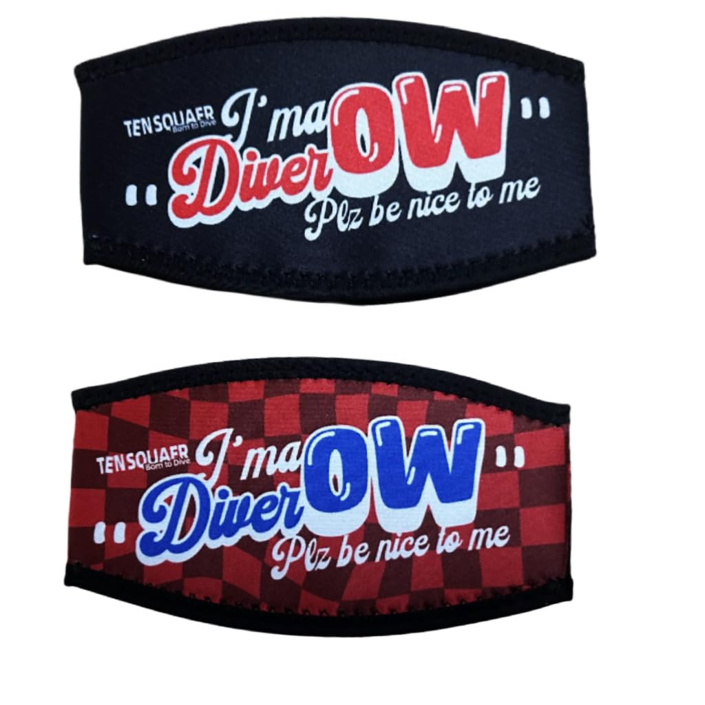 Kinno Scuba 2Pieces Diving Mask Straps Cover Neoprene Dive Swimming Mask Strap Cover Dive and Snorkel Mask Strap (Diver OW)