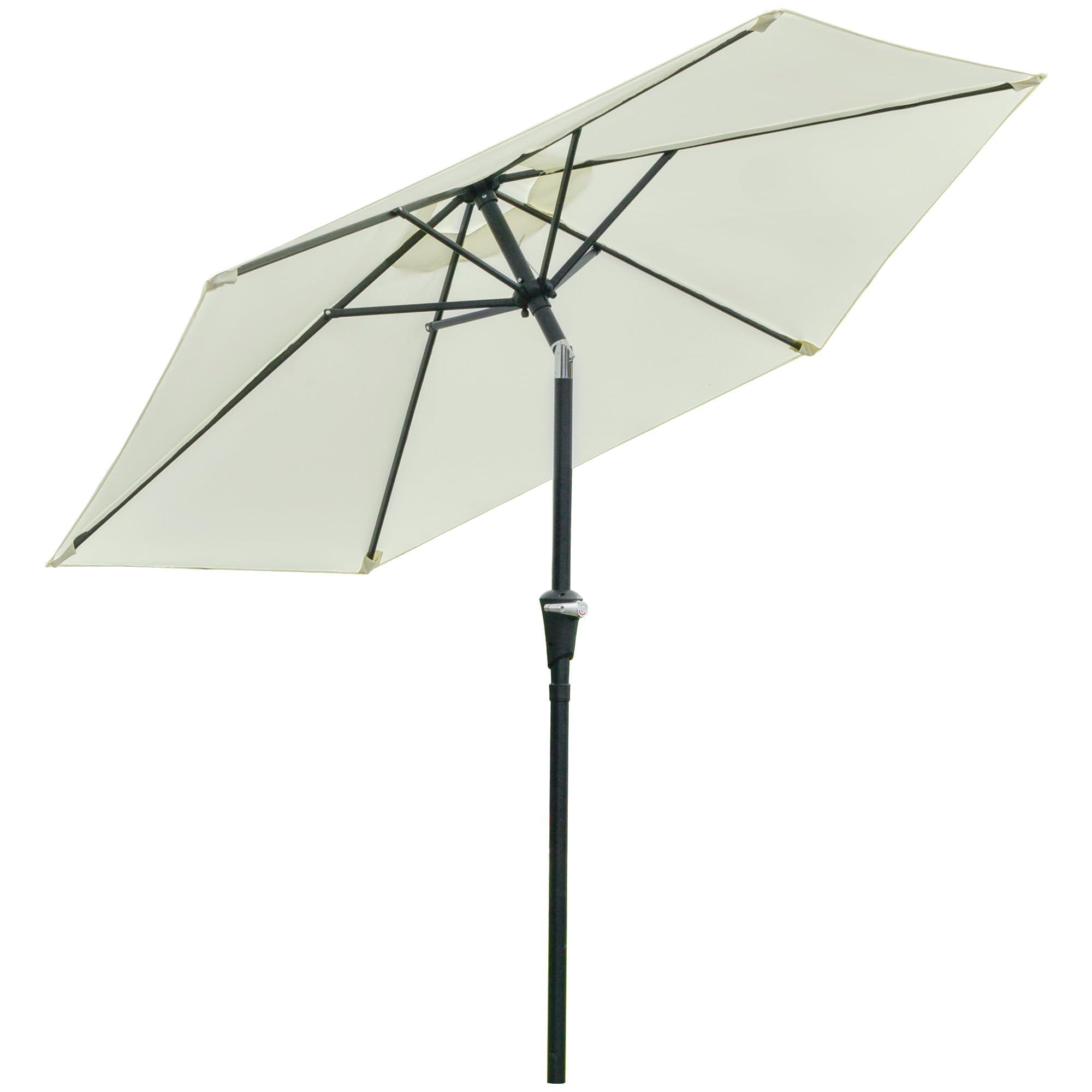 Outsunny Sombrilla Terraza Exterior Ø230 cm Sombrilla de Jardín con Ángulo Ajustable y Manivela Impermeable Parasol para Patio Terraza
